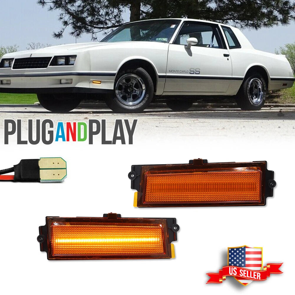 Full LED Amber Front Side Marker Signal Light for Chevy Monte Carlo SS (1981–1988)