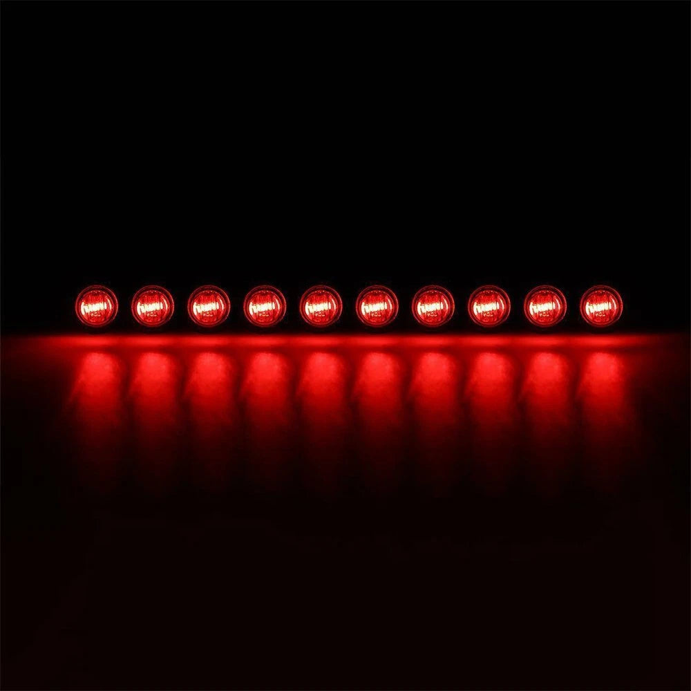 10X LED Marker Lights for Truck Trailer (Round, Red, Waterproof)