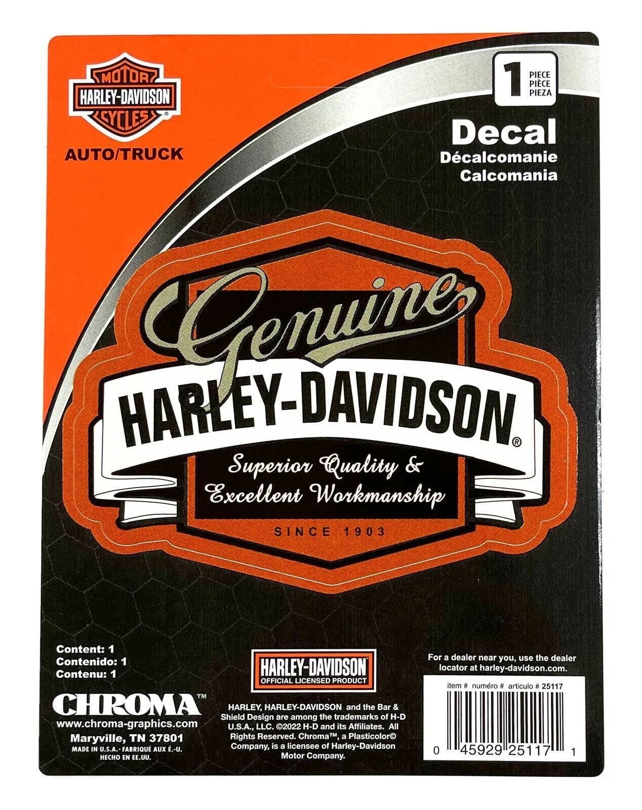 Chroma CG25117 Badge Decal for Harley-Davidson