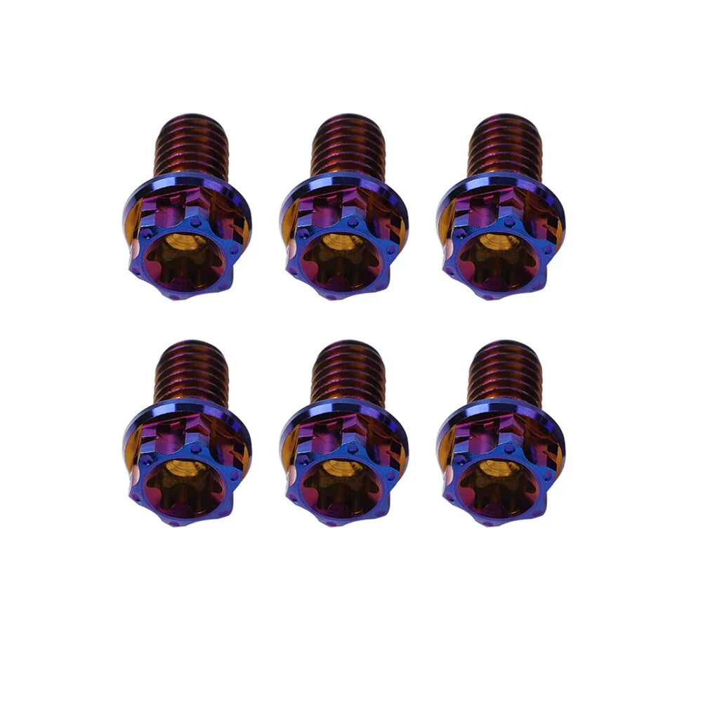 6pcs M6x25mm Titanium Torx Head Flange Screws for Motorcycle Bicycle