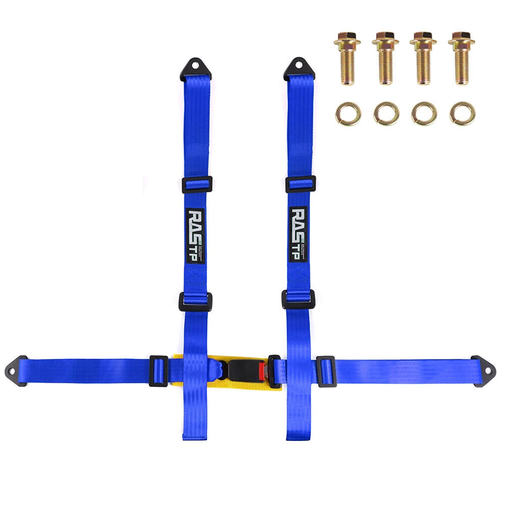 2X Blue 2" 4-Point Racing Harness Shoulder Straps for Automotive