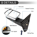 Tow Mirrors for Dodge Ram 1500 (1 Pair, Turn Signal Light, Silver Tone)