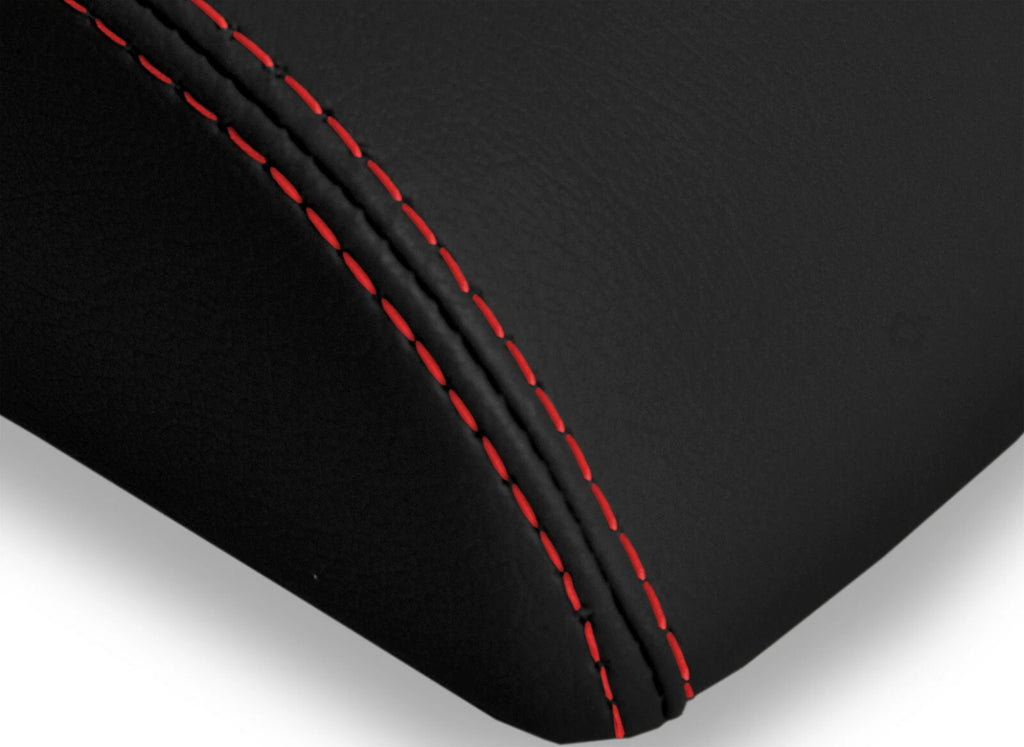Leather Console Lid Armrest Cover for Ford Explorer Limited (2011–2019) Red Stitch