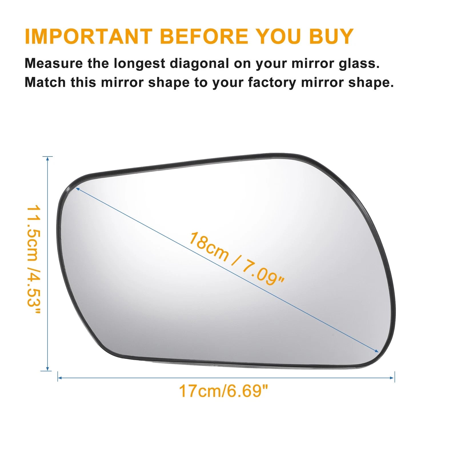 Right Side Mirror Glass w/ Backing Plate for Mazda 3 6 (2006–2008)