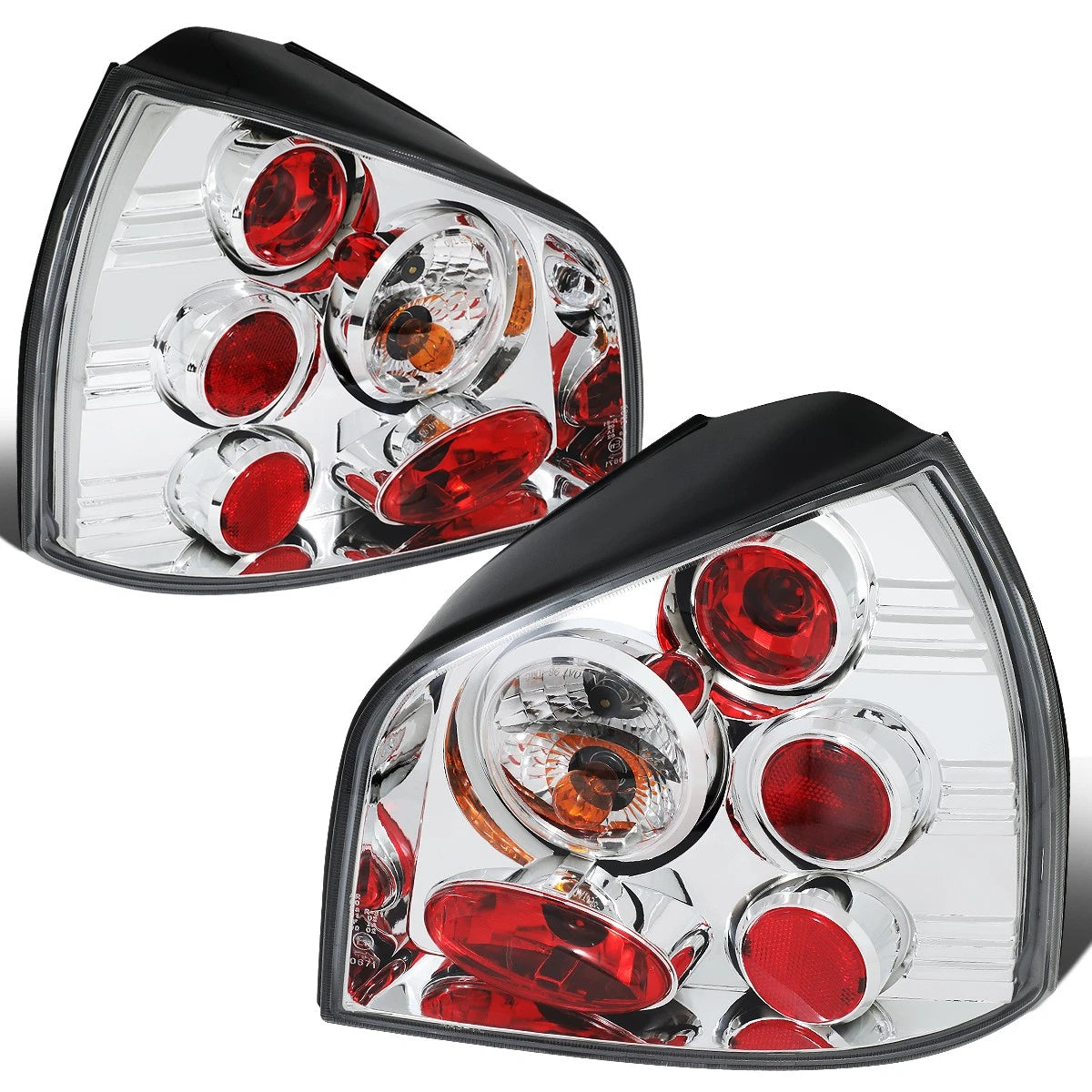 Pair Chrome Housing Tail Lights for Audi A3/S3 (1998–2002)