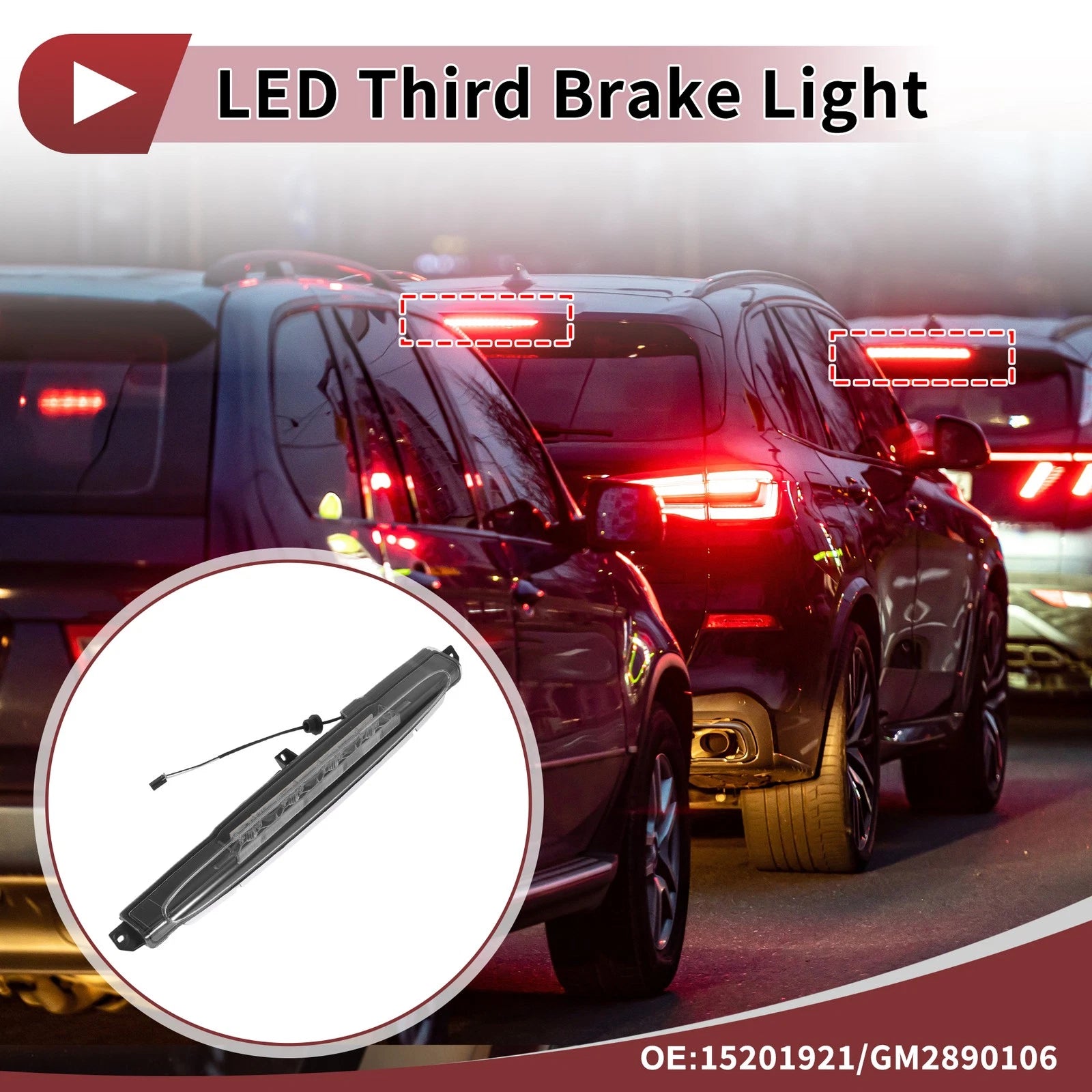 White LED Third Brake Light for Buick Rainier (2004–2007) No. 15201921, GM2890106