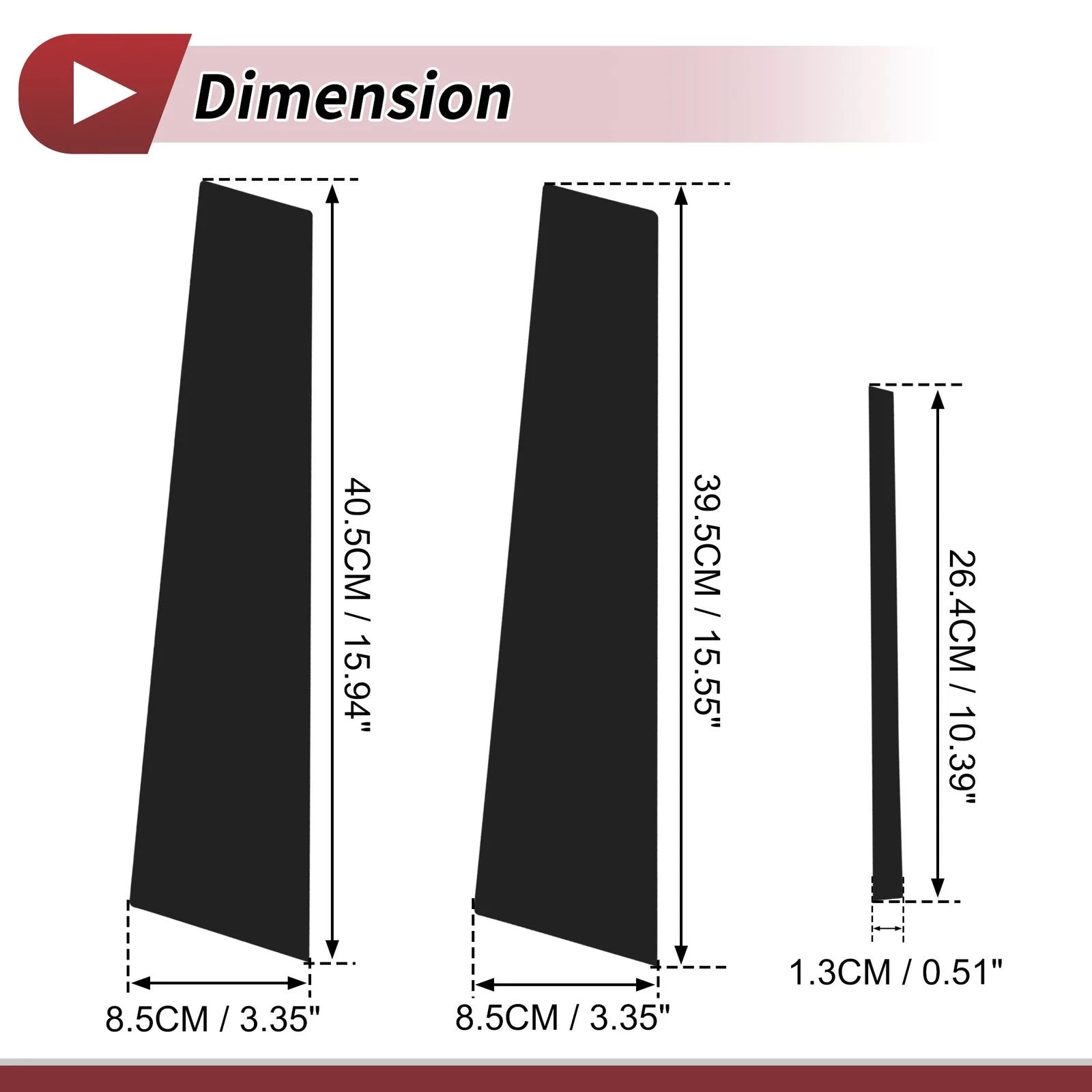 6 Pcs Door Pillar Window Trim for Lexus ES (2019–2022) Black