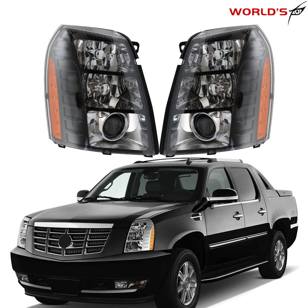 Set of 2 HID Headlights for Cadillac Escalade (2007–2014) Black