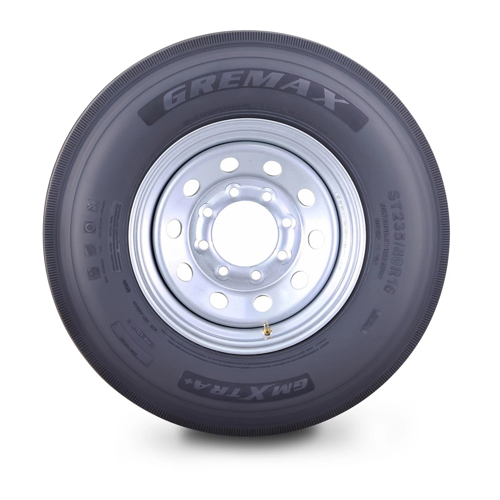 GREMAX ST235/80R16 Trailer Tire 16-Ply H 130M 8x6.5 for Trailer