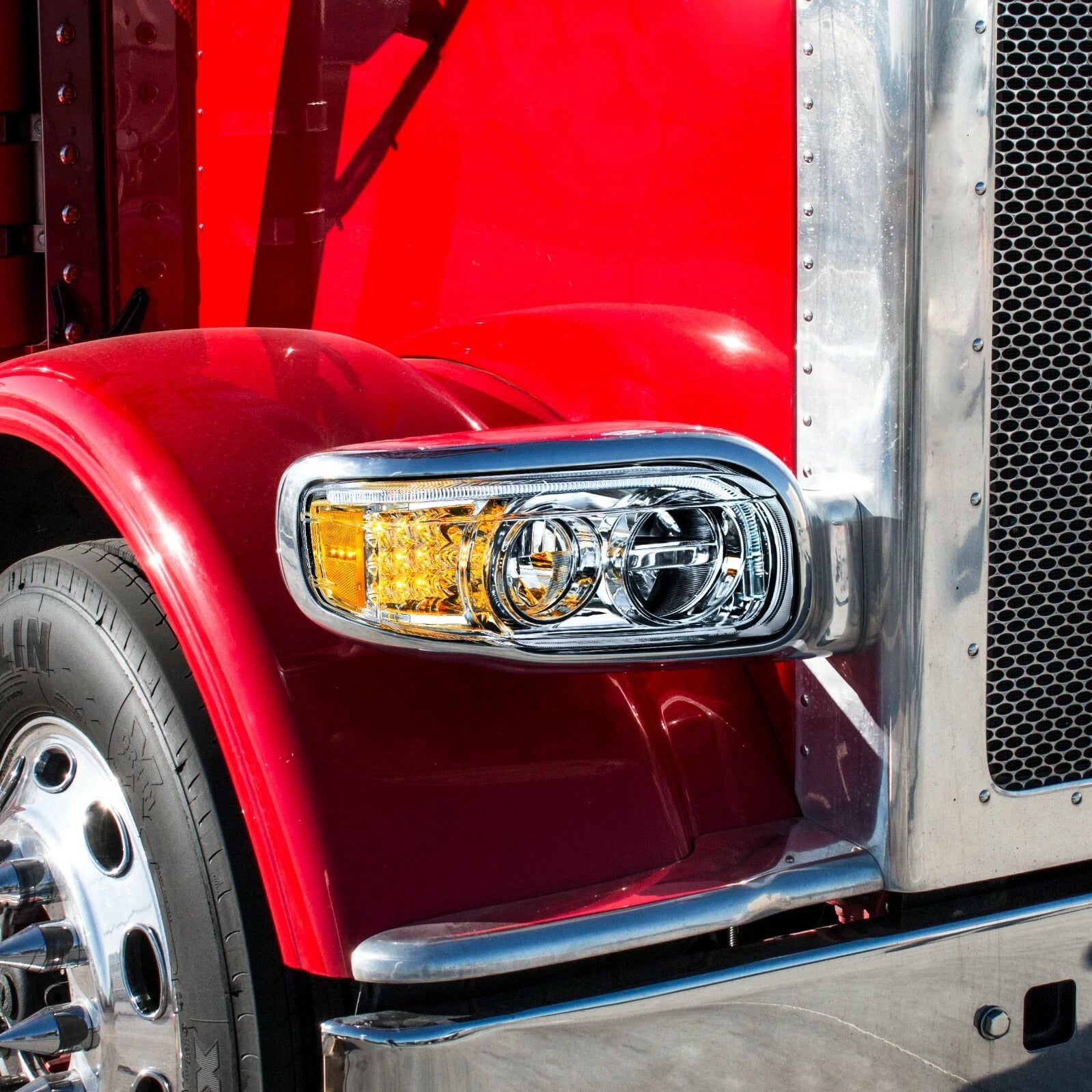 Premium LED Headlights with LED DRL and Turn Signals for Peterbilt 388/389 (2010–2021)