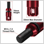 Set of 20 Closed End Lug Nuts M14x1.5 for J2 (Aluminum Red)