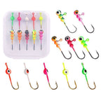Set of 4 Soft Bait Jig Heads for Ice Fishing - Carbon Steel, Multicolor