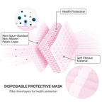 100 Packs - Pink 3-Ply Disposable Face Mask Protective Cover