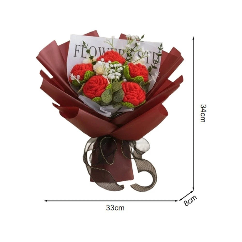 Handcrafted Rose Crochet Bouquet Decorative Flower Bundle
