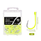 50pcs Barbed Circle Fishing Hooks for Carp (Fluorescent)