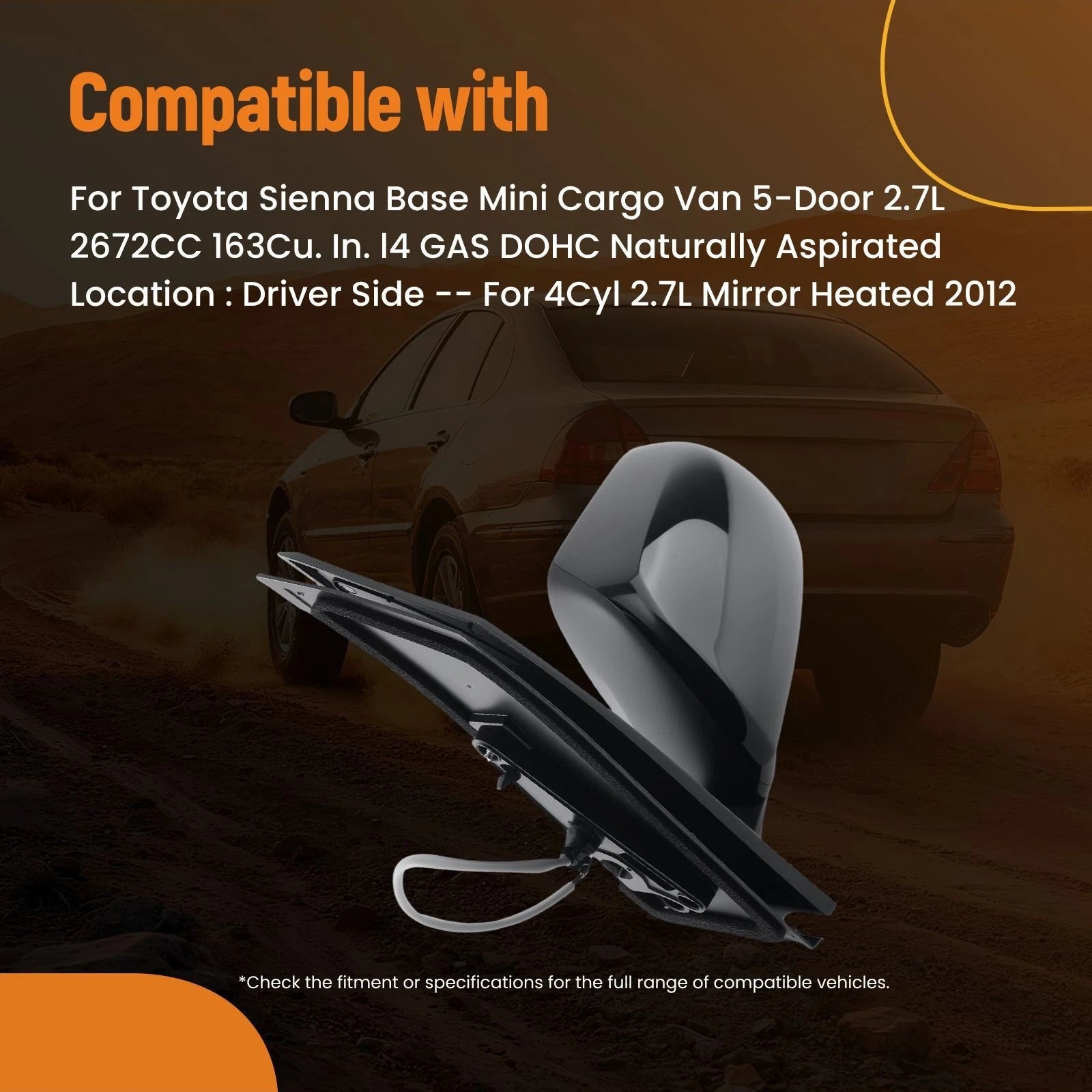 Driver Heated Side Mirror for Toyota Sienna (2011–2012) TO1320265