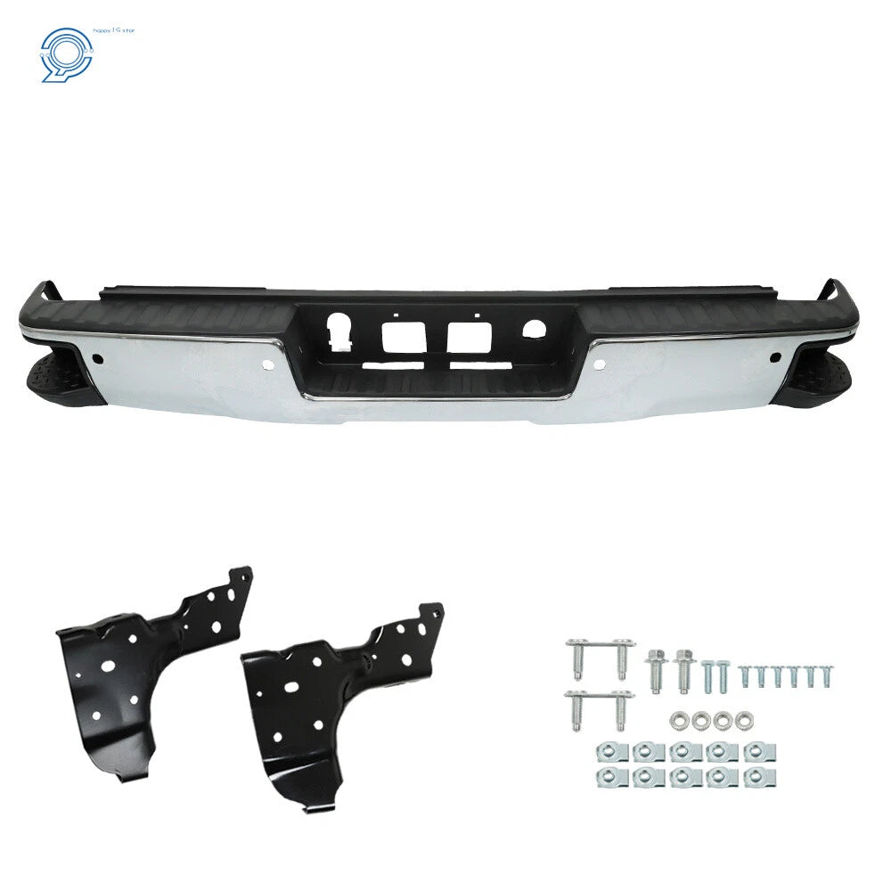 Chrome Rear Step Bumper for Chevy Silverado GMC Sierra 1500 (2014–2018)