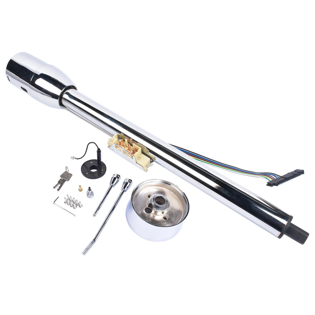 32" Tilt Manual Floor Shift Steering Column with Key & Adapter for GM