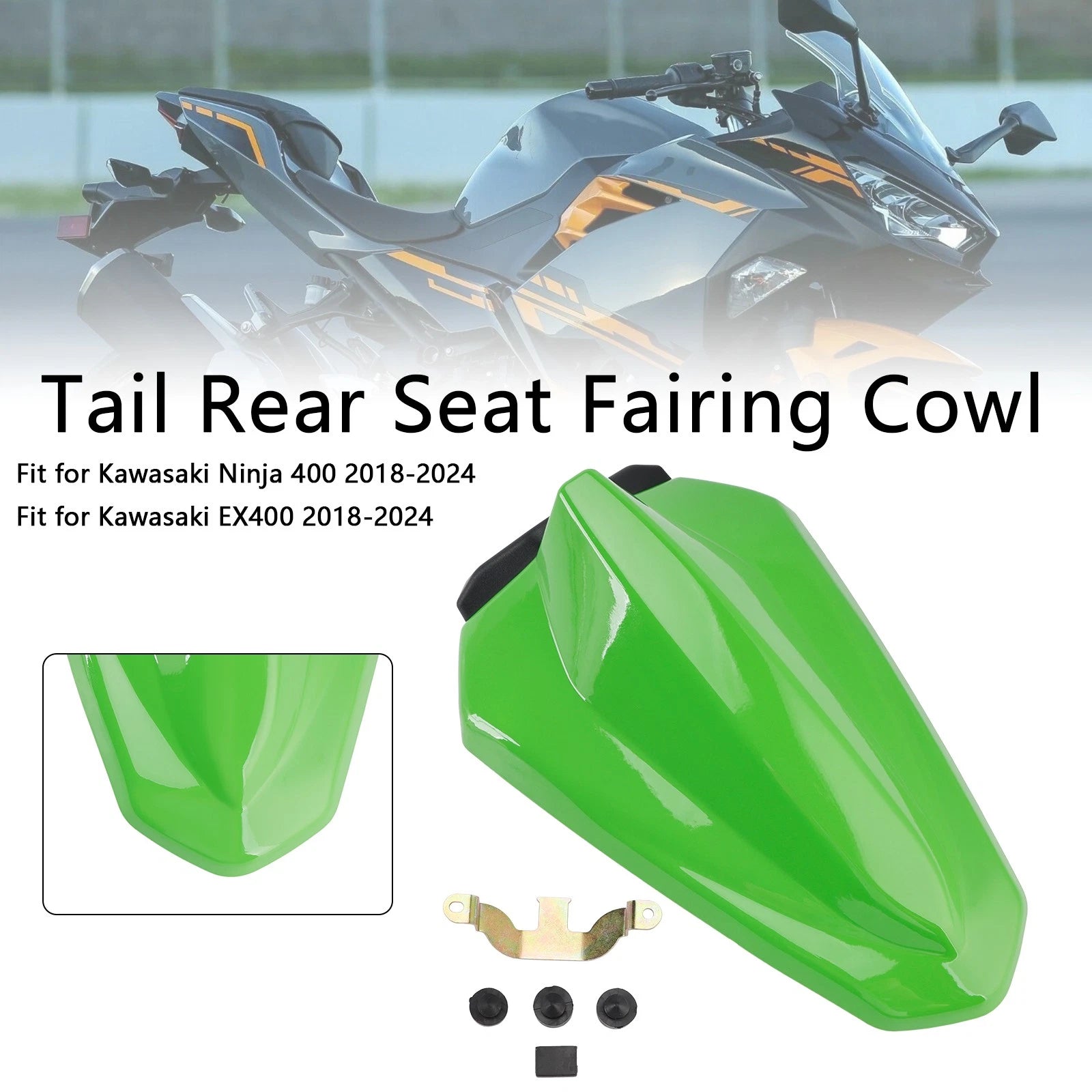 Racing Tail Rear Seat Fairing Cowl for Kawasaki Ninja 400 (2018–2024) Green