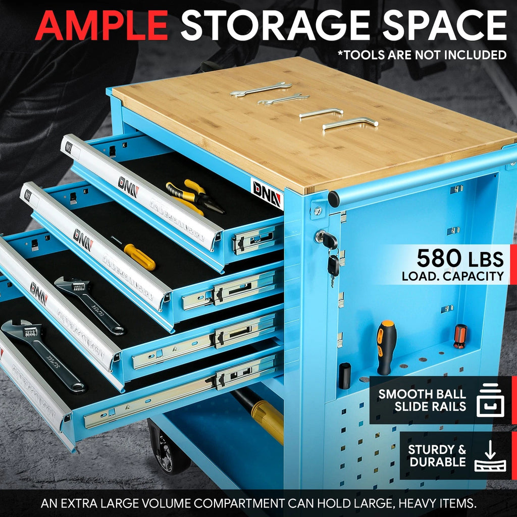 4 Drawer Roller Tool Chest Cabinet for Garage Storage (Blue)