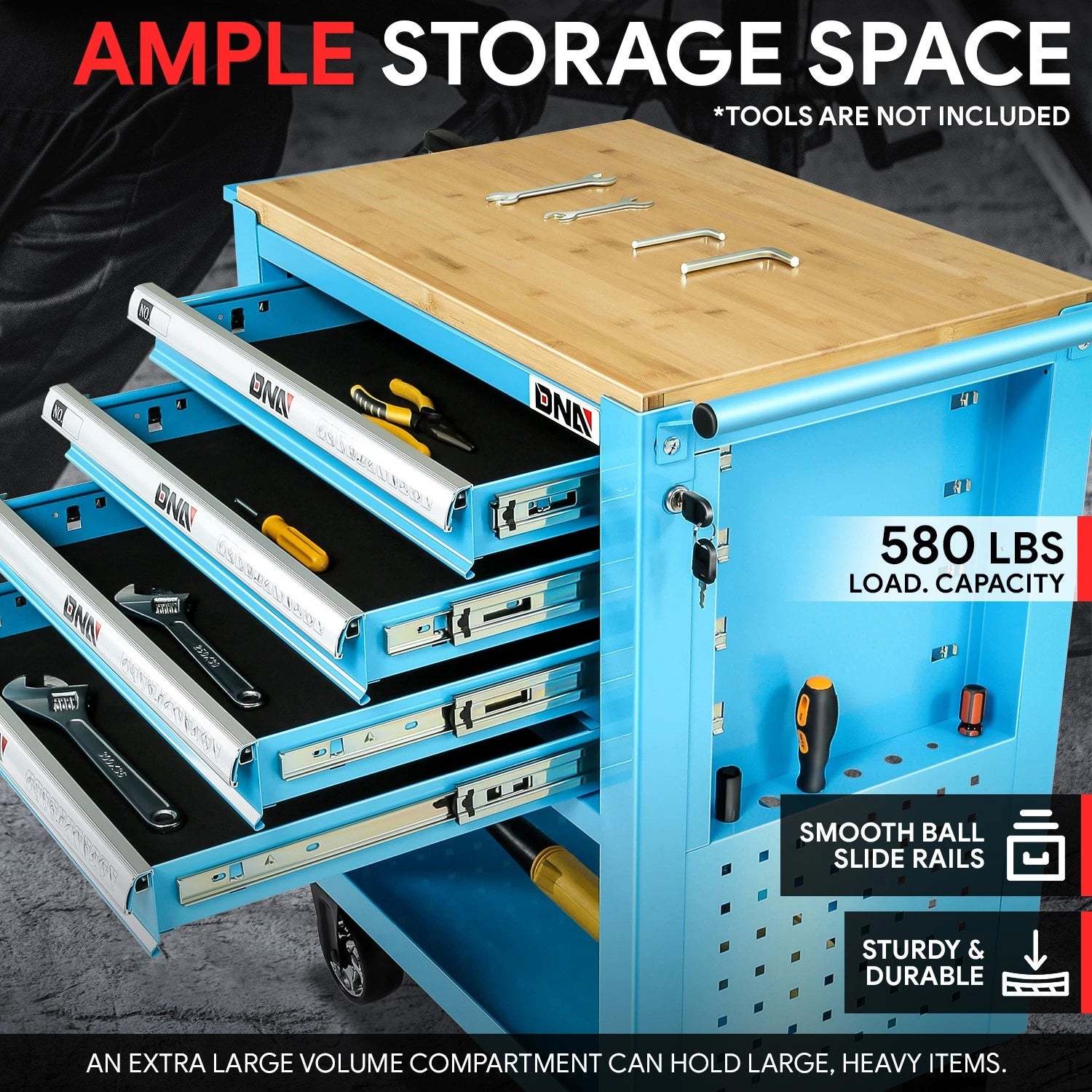 4 Drawer Roller Tool Chest Cabinet for Garage Storage (Blue)