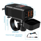 Dual USB Fast Charger Adapter for Motorcycle (LED, Waterproof)