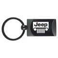 Grille on Gun Metal Two-Tone Rectangular Keychain - Officially Licensed for Jeep