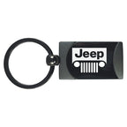 Grille on Gun Metal Two-Tone Rectangular Keychain - Officially Licensed for Jeep