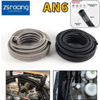 6AN AN6 Nylon Stainless Steel Braided Oil/Gas/Fuel Line Hose