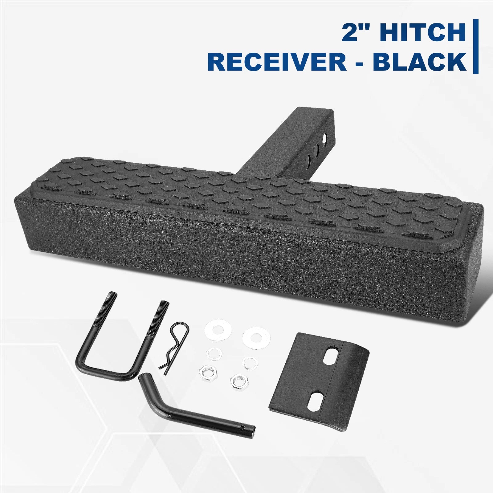 2" Hitch Receiver Rear Bumper Step Bar Guard (18.5" W, 350 lbs, Black)