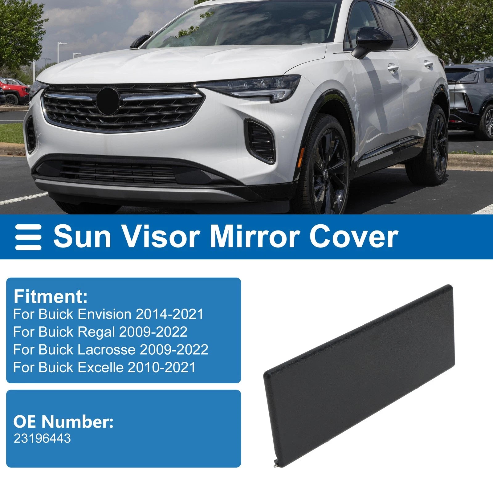 Sun Visor Mirror Cover for Buick Envision (2014–2021) No. 23196443 Black