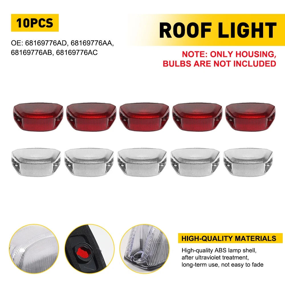 Set of 2 Amber Red Cab Roof Running Light Covers for Dodge Ram Promaster (2014–2023)