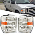Set of 2 Headlight Assemblies for Ford E150 E250 E350 E450 (2008–2014)