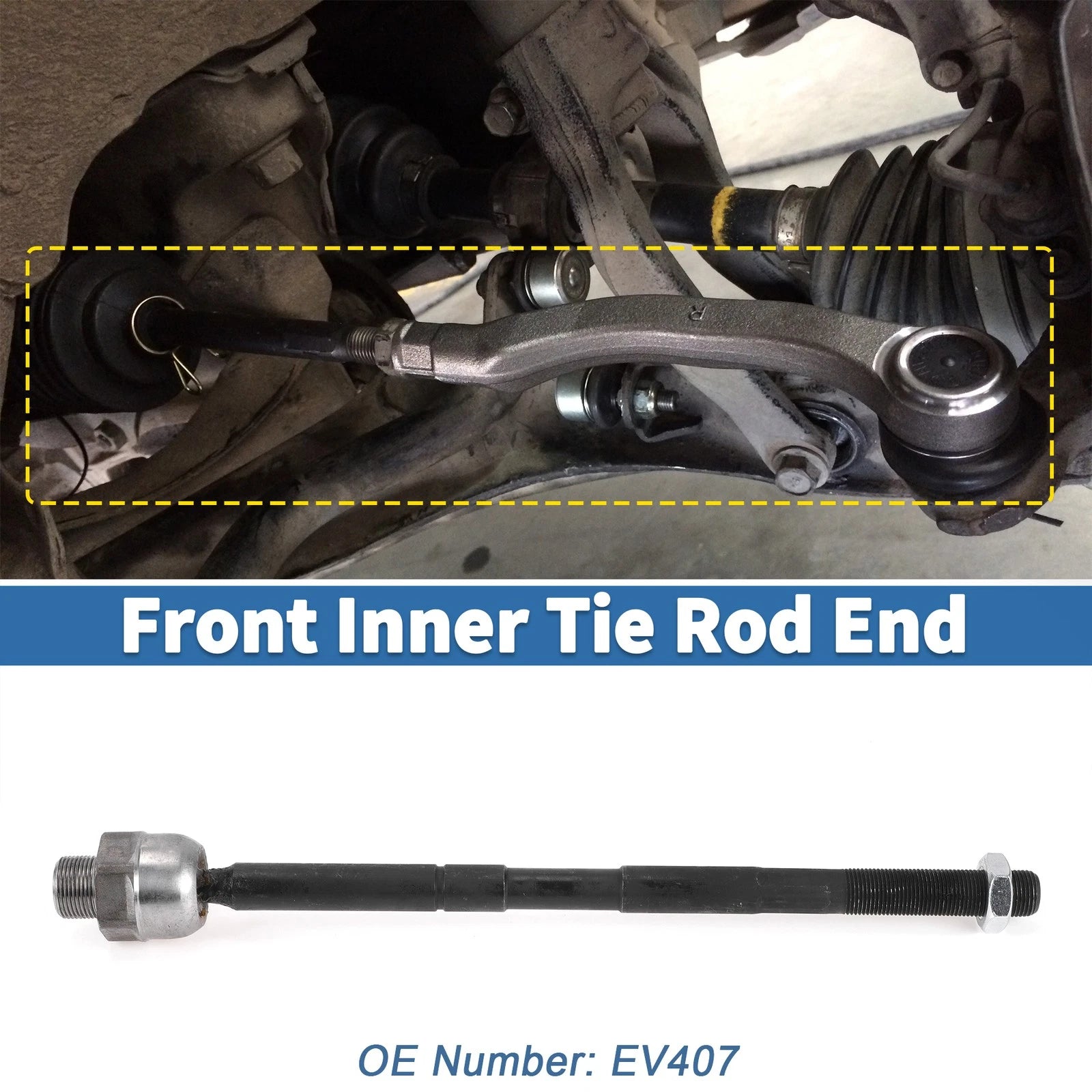 2pcs Front Inner Tie Rod End Links for Dodge Ram 1500 (2002–2005) EV407