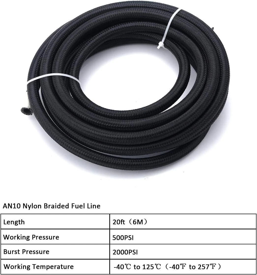 10FT Nylon Braided PTFE Fuel Line Hose Kit for Universal Applications