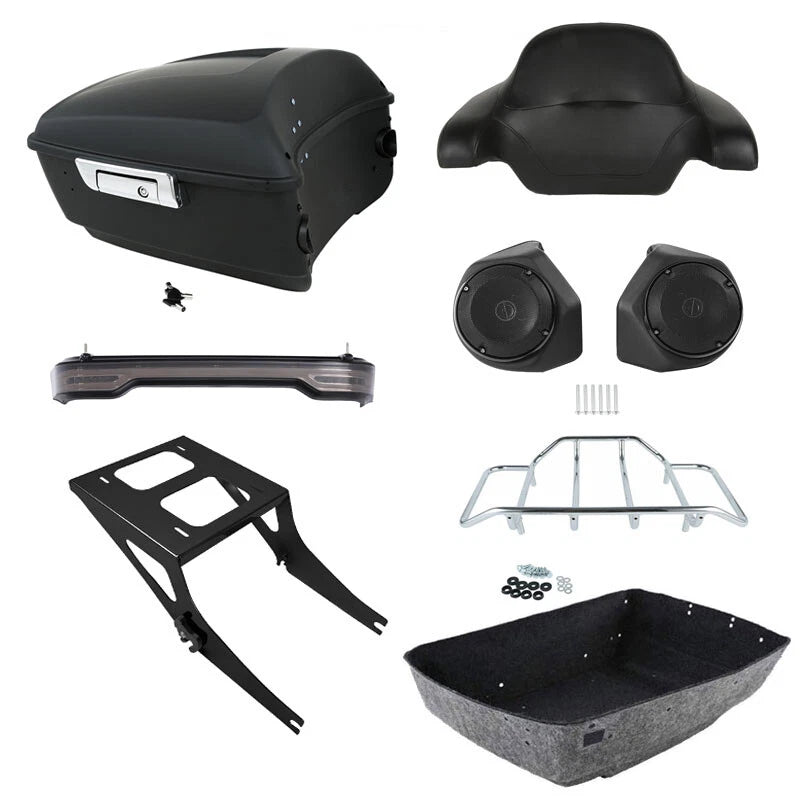 LED Light Mount Rack for Harley Fat Boy (2008–2017) - King Trunk Backrest Speakers
