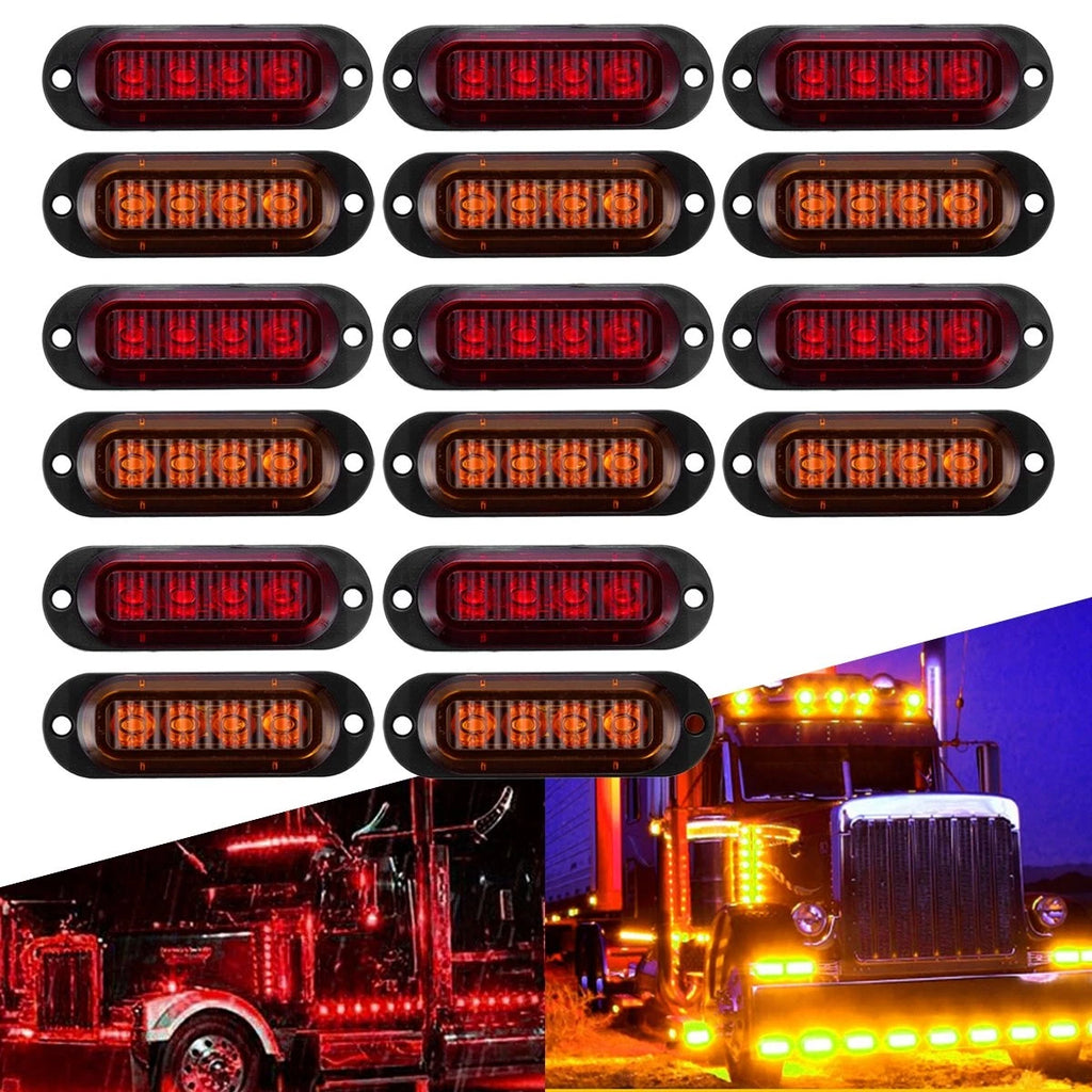 16PCS LED Side Marker Lights for RV Truck Trailer Boat Van