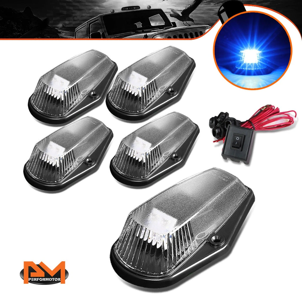 5Pcs Cab Roof Running Light with Switch Black Blue LED for F-Series (1980–1996)
