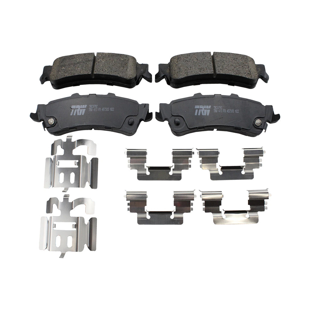 Set of 4 TRW Pro Rear Ceramic Slotted Brake Pads for Cadillac GMC Chevy