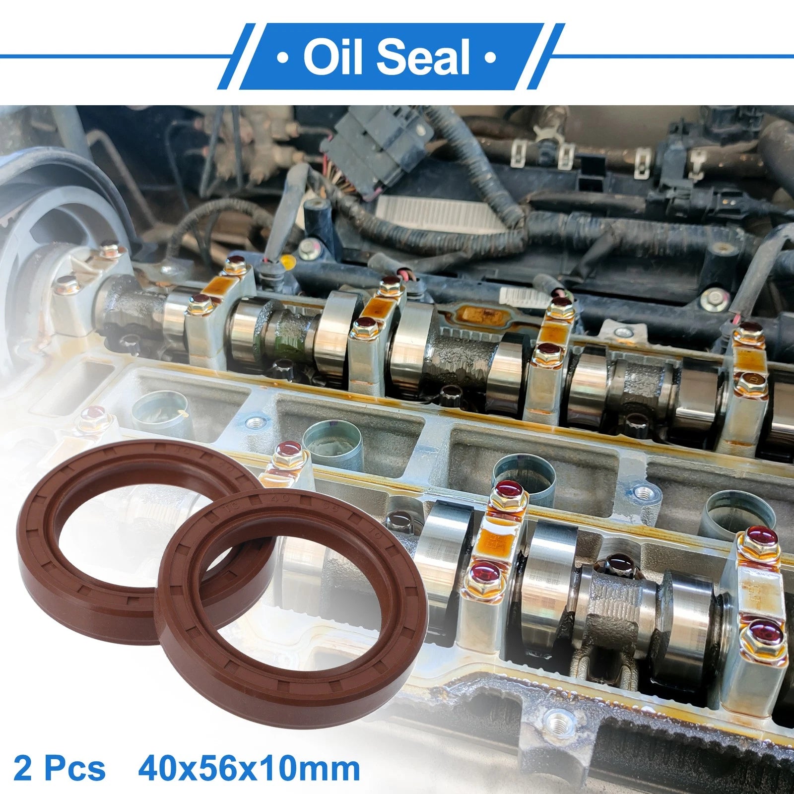 2X Oil Seal Rotary Shaft Seal FKM Rubber 40x56x10mm for Various Models