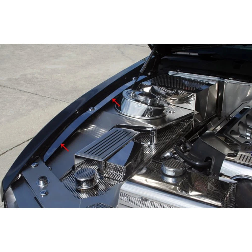 Polished Stainless Fender Top Caps with Yellow LED for 2006–2009 Ford Mustang