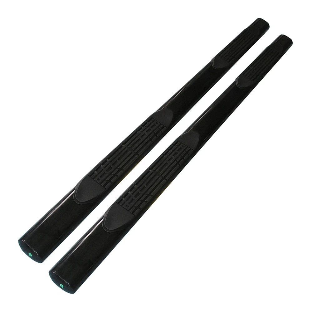 Black 4in Oval Strght w/2 Pads Step Nerf Bar for 07-19 Silverado/Sierra Ext Cab