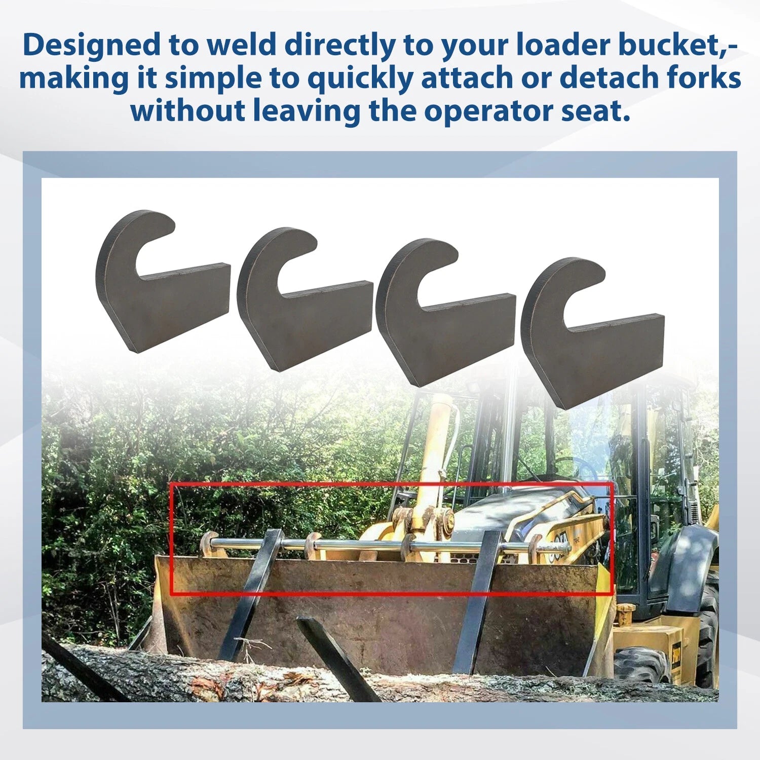 Set of 4 Mounting Brackets for Pin Type Over The Bucket Loader Forks (6500lb)