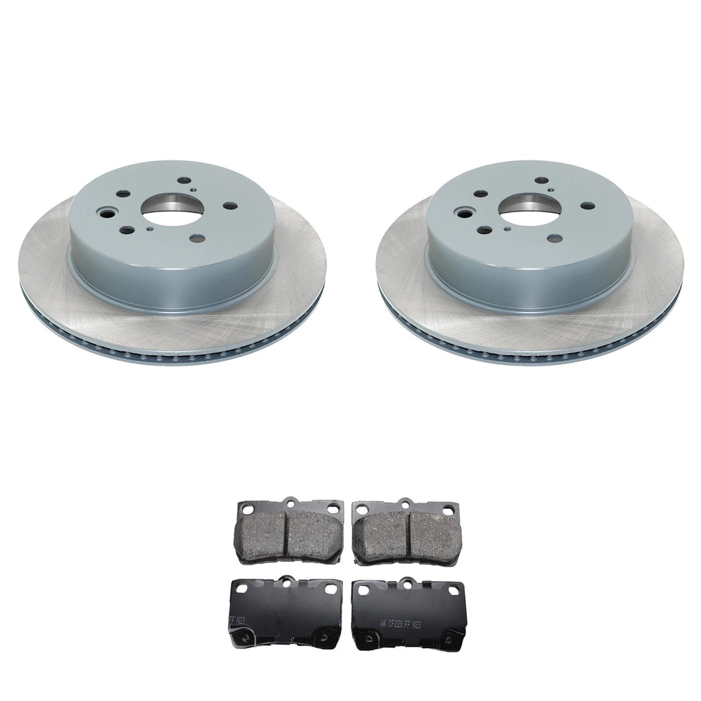Set of 2 Rear Rotors & Akebono ProACT Ceramic Brake Pads for GS300 IS250 (1998–2015)
