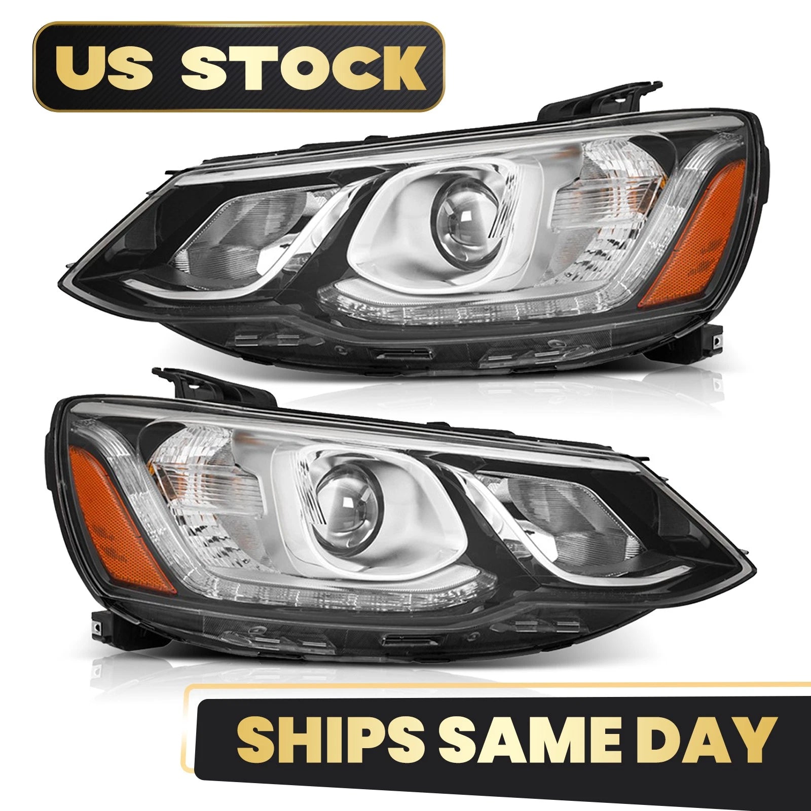 1 Pair Halogen Projector Headlight for Chevy Sonic (2017–2020)