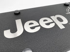 Black License Plate Cover with Jeep Script Logo for Jeep Wrangler (2011–2024)