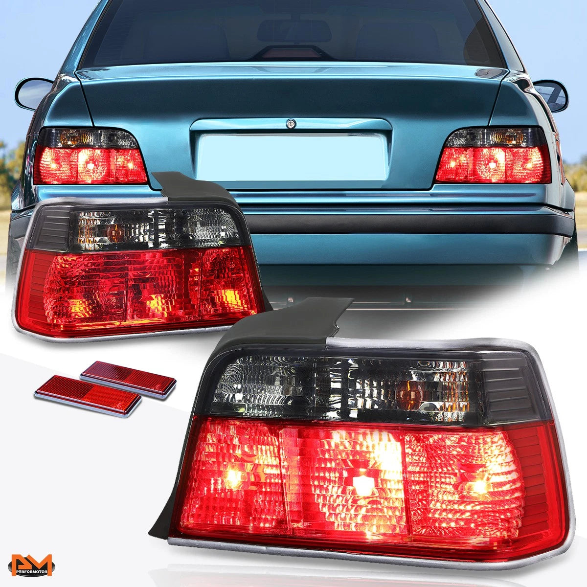 2X Tail Light Brake/Stop Lamp for BMW 3-Series E36 (1992–1998) Red/Smoked Lens
