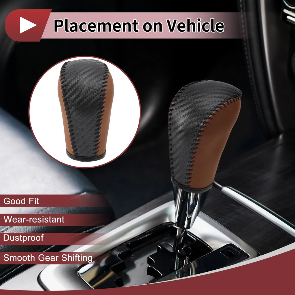 1Pc Gear Shift Knob Cover for Subaru Forester (2006–2012) Brown Faux Leather