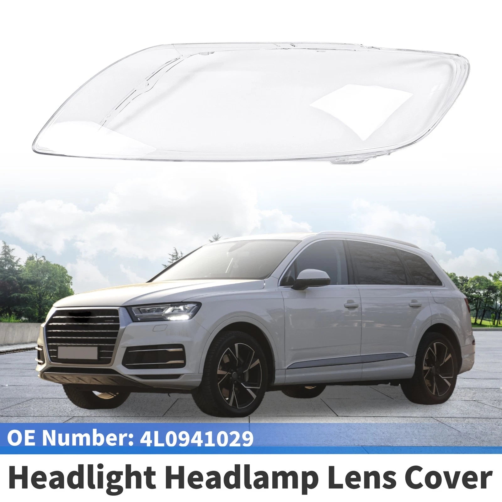 1 Pc Headlight Lens Cover for Audi Q7 (2006–2015) No. 4L0941029 Clear