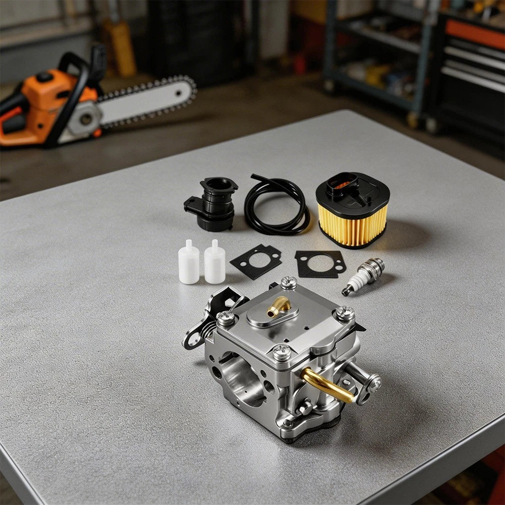 Carburetor Kit with Air Filter & Oil Filter for Husqvarna 372XP 365X (–)